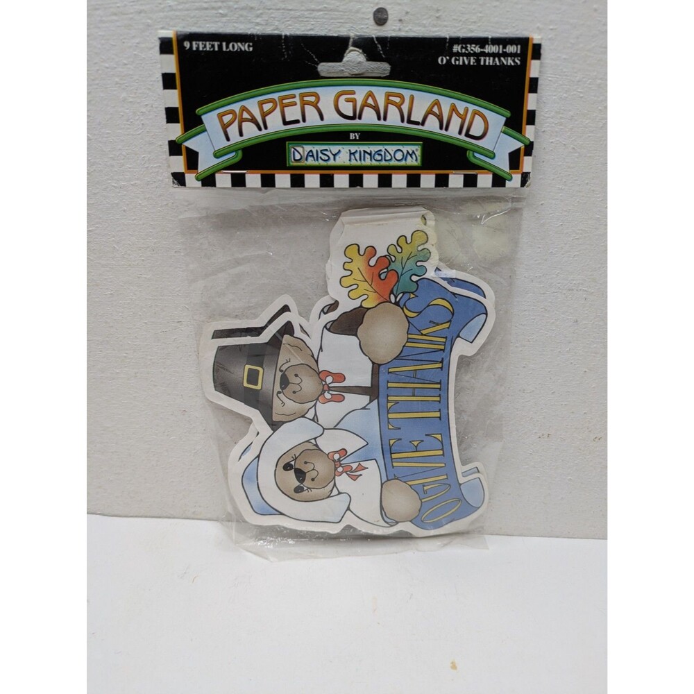 Daisy Kingdom THANKSGIVING Paper Garland 9ft NEW 90s Bears Vintage Holiday Decor